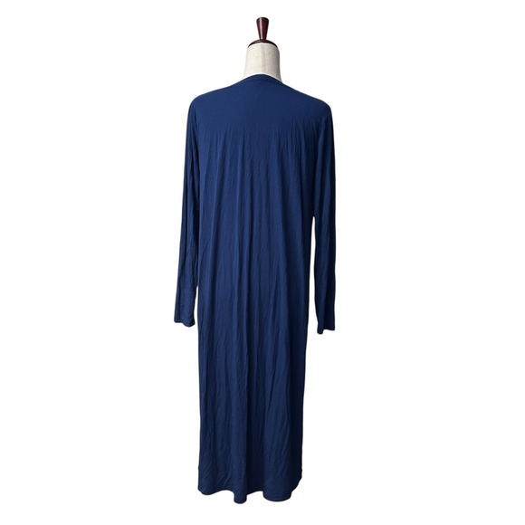 LAKE Women's Pajama Dress Size Medium Navy Blue Pima Long Sleeve Nightgown - Picture 5 of 12